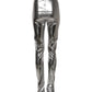 Metallic Silver Polyester Slim Fit Leggings Pants