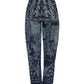 Blue Graphic Print Tapered Denim Jeans