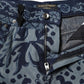 Blue Graphic Print Tapered Denim Jeans