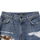 Blue Tattered Cotton Straight Denim Jeans