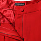 Red Viscose High Waist Tapered Pants