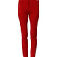 Red Mid Waist Slim Fit Pants