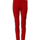 Red Mid Waist Slim Fit Pants