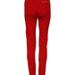 Red Mid Waist Slim Fit Pants