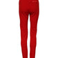 Red Mid Waist Slim Fit Pants