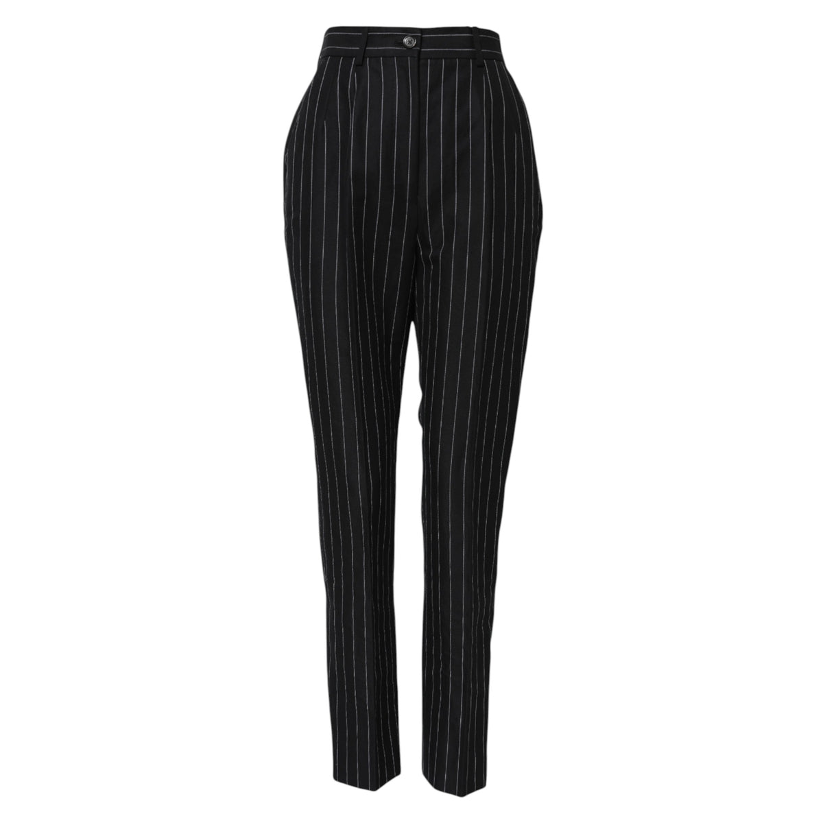 Black Stripes High Waist Tapered Pants