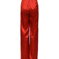 Red Satin High Waist Wide Leg Pants