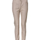 Beige High Waist Tapered Pants