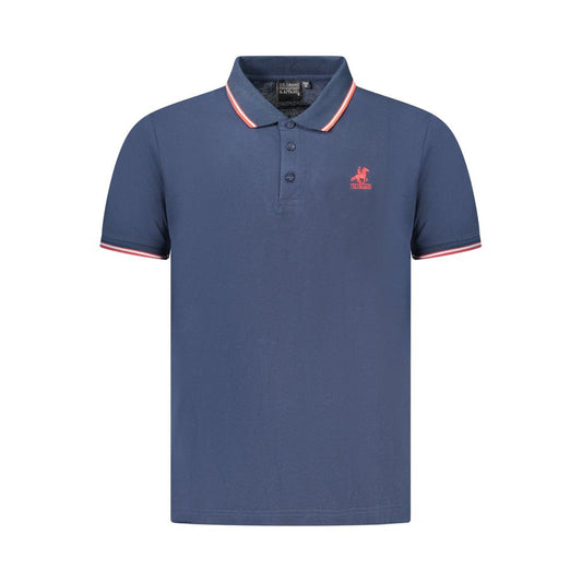 Blue Cotton Men Polo Shirt