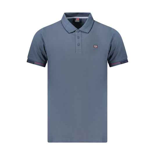 Blue Cotton Men Polo Shirt