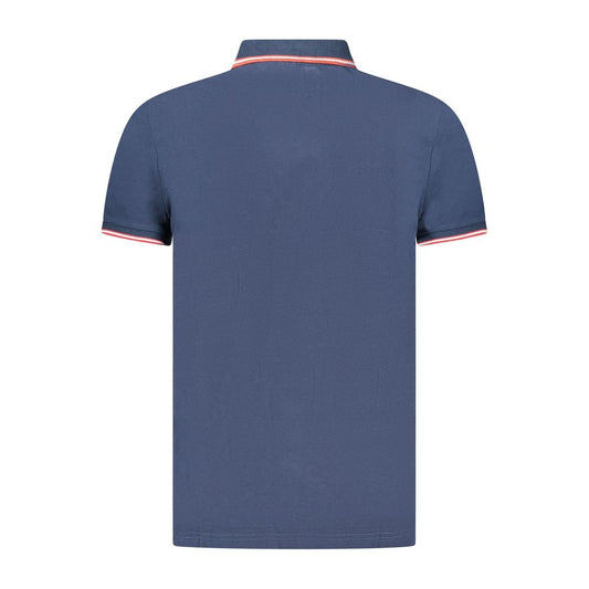 Blue Cotton Men Polo Shirt