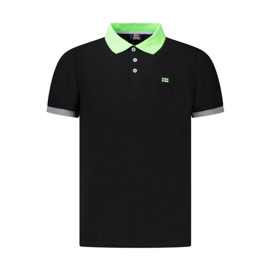 Black Cotton Men Polo Shirt