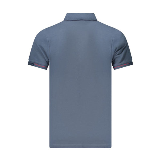 Blue Cotton Men Polo Shirt
