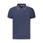 Blue Cotton Men Polo Shirt
