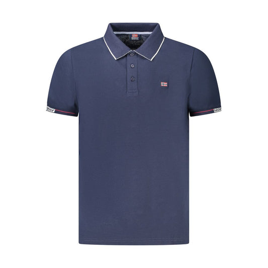Blue Cotton Men Polo Shirt