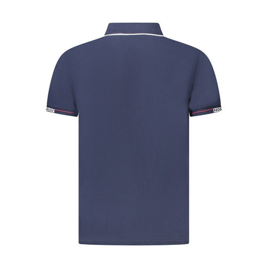 Blue Cotton Men Polo Shirt