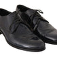 Elegant Dark Blue Leather Derby Dress Shoes