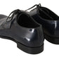 Elegant Dark Blue Leather Derby Dress Shoes