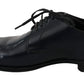 Elegant Dark Blue Leather Derby Dress Shoes