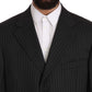 Elegant Black Striped Wool Suit