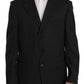 Elegant Black Striped Wool Suit