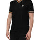 Black DG Silk Vneck Collared Men Polo T-shirt