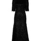 Metallic Black Polyester A-line Midi Dress