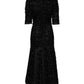 Metallic Black Polyester A-line Midi Dress