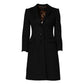 Black Wool Long Sleeves Trench Coat Jacket