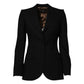 Black Wool Single Breasted Coat Jacket