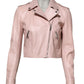 Light Pink Collar Leather Women Biker Jacket