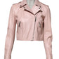 Light Pink Collar Leather Women Biker Jacket