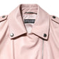 Light Pink Collar Leather Women Biker Jacket