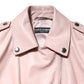 Light Pink Collar Leather Women Biker Jacket