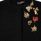 Black Cashmere Quilted Embellished Jacket