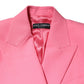 Pink Double Breasted Women Coat Jacket