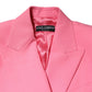 Pink Double Breasted Women Coat Jacket