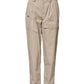Beige Cotton High Waisted Pants