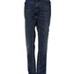 Blue Cotton Mid Waisted Straight Denim Jeans