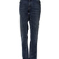 Blue Cotton Mid Waisted Straight Denim Jeans
