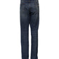Blue Cotton Mid Waisted Straight Denim Jeans