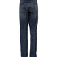 Blue Cotton Mid Waisted Straight Denim Jeans