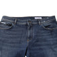 Blue Cotton Mid Waisted Straight Denim Jeans