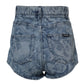 Blue Floral Print Denim Cotton Hot Pants Shorts