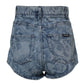 Blue Floral Print Denim Cotton Hot Pants Shorts