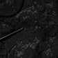 Black Floral Lace Cotton Collared Jacket