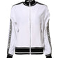 White Viscose Logo Women Full Zip Jacket