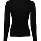 Black Wool Knit Crew Neck Cardigan Sweater