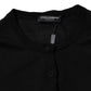 Black Wool Knit Crew Neck Cardigan Sweater
