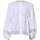 White Ruffled Lace Embellished Blouse Top